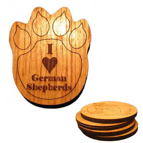 CAMIC Designs DOG005PC4 LaserEtched I Love German Shepherds Set of 4 Coasters
