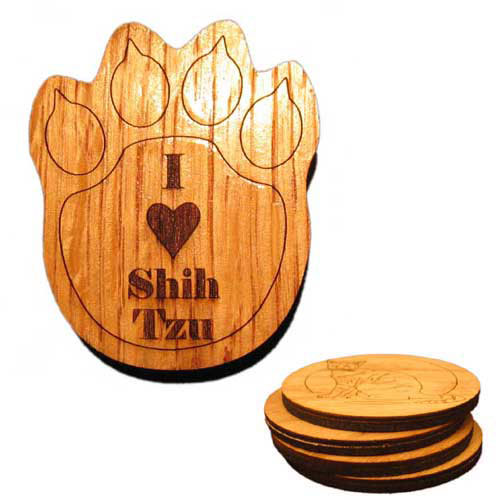 CAMIC Designs DOG012PC4 LaserEtched I Love   Set of 4 Coasters