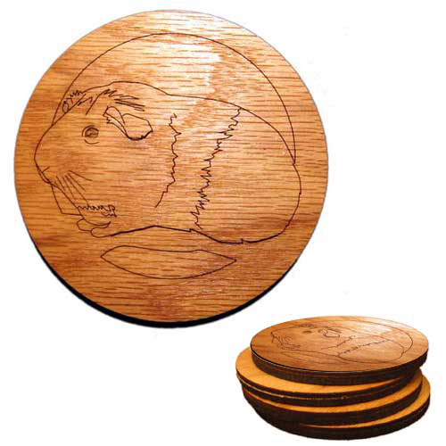 CAMIC Designs SMA002C4 Laser-Etched American Guinea Pig Set of 4 Coasters