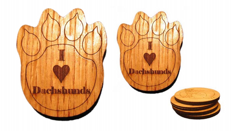 CAMIC Designs DOG004PC4T Laser-Etched I Love Dachshunds Set of 4 Coasters and Matching Trivet