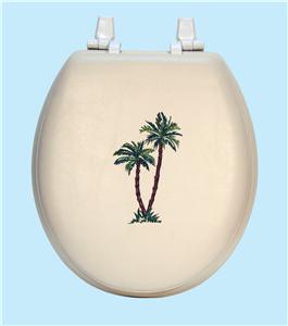 Centoco HPS20PT-106-A Palm Tree Embroidered Soft Vinyl Toilet Seat by Centoco