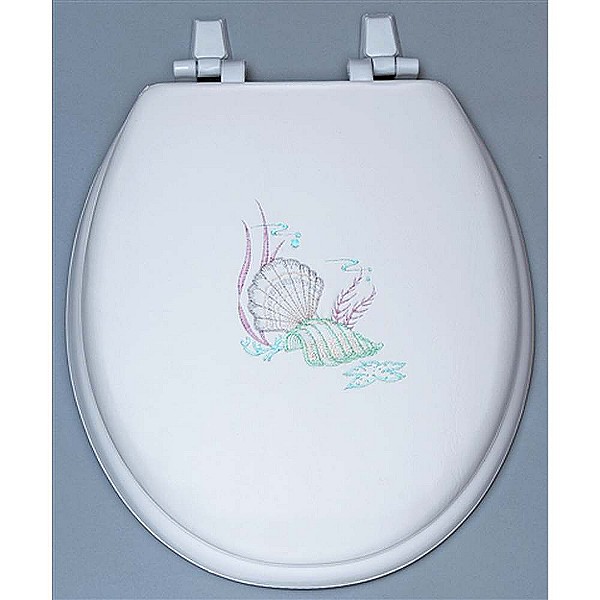 Centoco HPS20SS-001 Sea Shell Embroidered Soft Vinyl Toilet Seat by Centoco