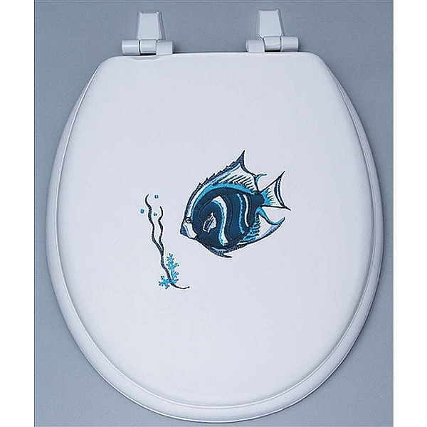 Centoco HPS20TF-001 Tropical Fish Sea Shell Embroidered Soft Vinyl Toilet Seat by Centoco