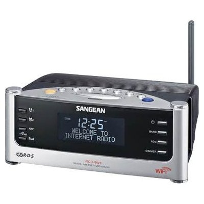 Sangean America RCR-8WF WiFi Internet Clock Radio With FM Tuner