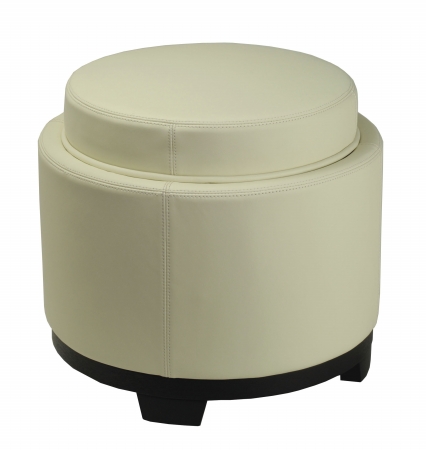 Safavieh Hud4045D Off-White Round Storage Tray Ottoman