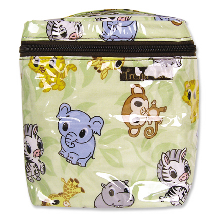 Trend Lab 104589 Bottle Bag Insulated Laminated Chibi Zoo Animals Print Percale