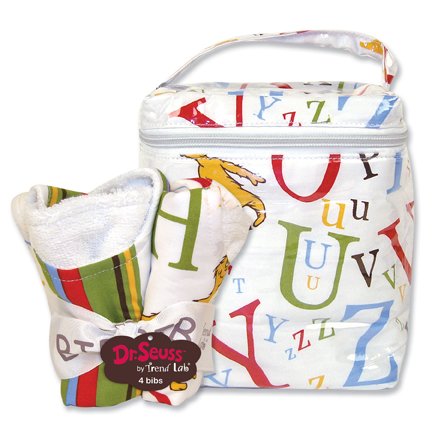 Trend Lab 30102 Dr Seuss Abc Bouquet Set- Bottle Bag And 4 Pack Of Bibs
