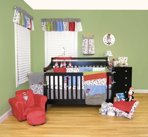 Trend Lab 30035 Dr. Seuss Cat In The Hat 4Pc Crib Set 4Piece Bumper Quilt Skirt Crib Sheet