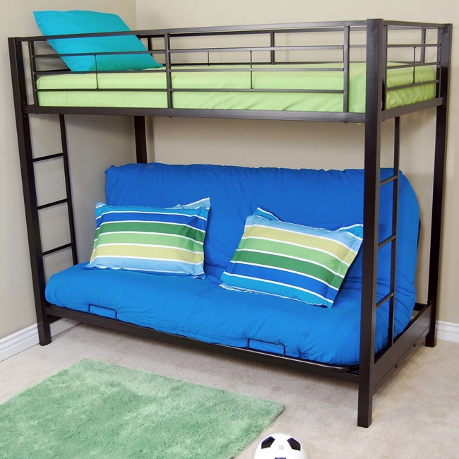 Walker Edison BTOFBL Sunset Twin-Futon Bunk Bed- Black