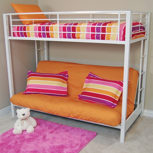 Walker Edison BTOFWH Sunrise Twin-Futon Bunk Bed- White