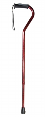 Drive Medical 10372rc-1 Adjustable Height Offset Handle Cane With Comfortable Gel Hand Grip- Red Crackle