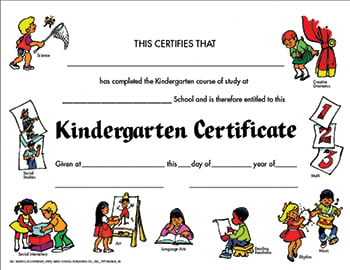 School Publishing H-va201cl Certificates Kindegarten Set Of 30