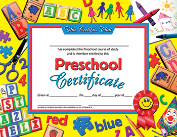 School Publishing H-va605 Preschool Certificate 30 Pack Yellow Background