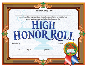 School Publishing H-va686 High Honor Roll Achievement 30 Pack Certificates