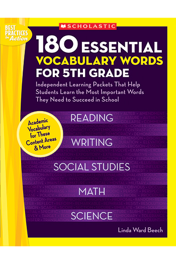 Scholastic Teaching Resources SC-9780439897365 180 Essential Vocabulary Words For 5Th Gr