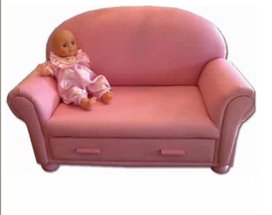 6700p Child&apos;s Upholstered Chaise Lounge With Drawer- Pink