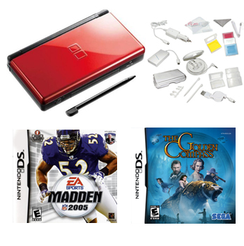 Nintendo DS Lite - Red Bundle with 2 Games and 20 in 1 Kit
