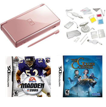 Nintendo DS Lite - Rose Bundle with 2 Games and 20 in 1 Kit