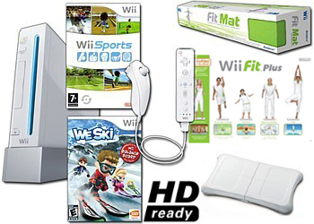 Nintendo Wii System HD Ready Ski and Fit - Wii Fit Plus We Ski Balance Board Mat Bundle