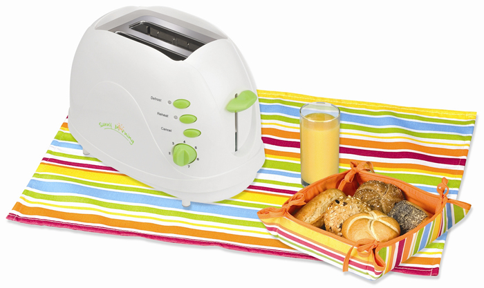 Kalorik TO 25908LSET 2Slice Toaster with 2 Table Matts and Bread Basket White/Lime