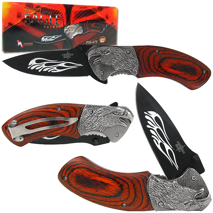Eagle Head Fantasy Pocket Knife Folder with Pakkawood Handle