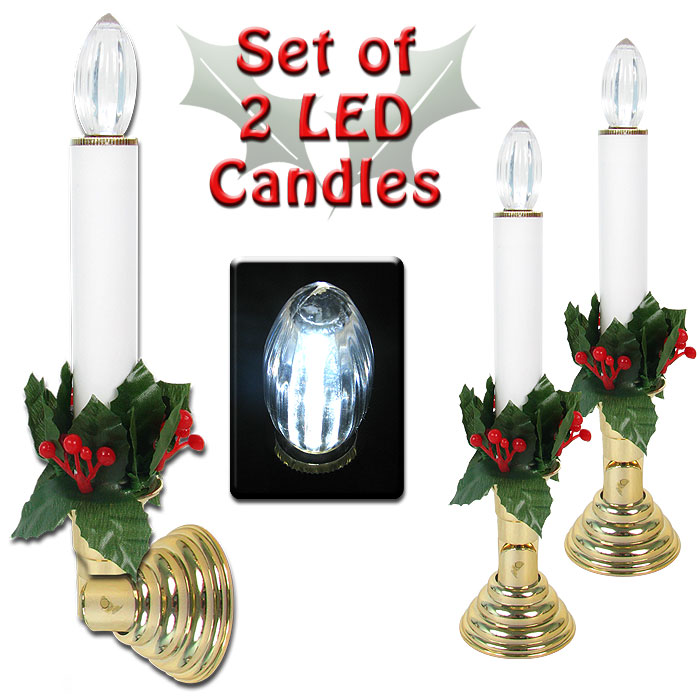 Set of 2 Individual LED Candles - Cordless and amp; Easy Mounting