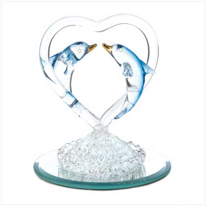 Spun Glass Dolphin Heart