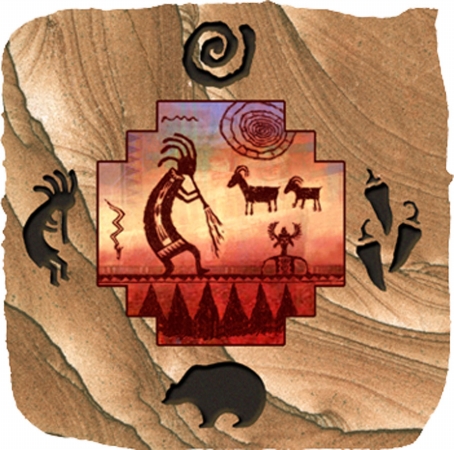 Thirstystone SESS2194 Stone Expressions Sandstone Coaster Set Kokopelli Petroglyph- Southwest 4.5 Inch