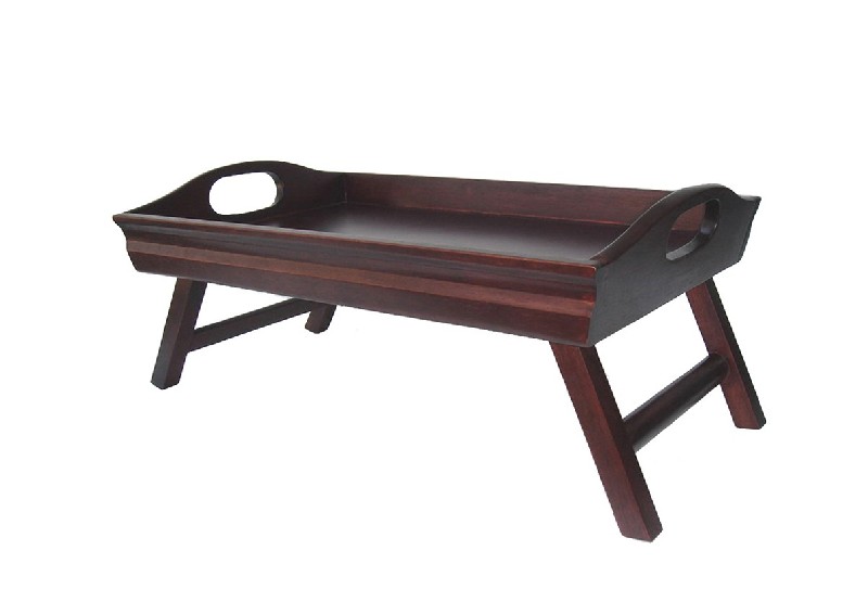 94725 Sedona Bed Tray Curved Side Foldable Legs Large Handle- Antique Walnut