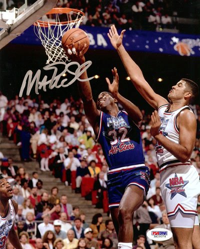 All About Autographs AAA-76142 Magic Johnson Los Angeles Lakers NBA Hand Signed 8x10 Photo 1992 All-Star Game