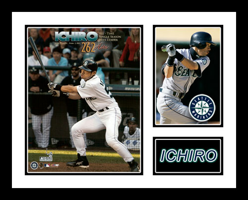 All About Autographs AAA-50169 Ichiro Suzuki Seattle Mariners MLB Framed Photograph 262nd Hit Milestone Collage