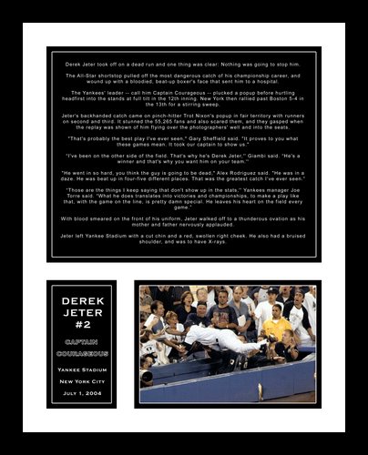 All About Autographs AAA-58001 Derek Jeter New York Yankees MLB Dive Into Stands Framed Photograph with Article and Teammate and apos;s Quotes