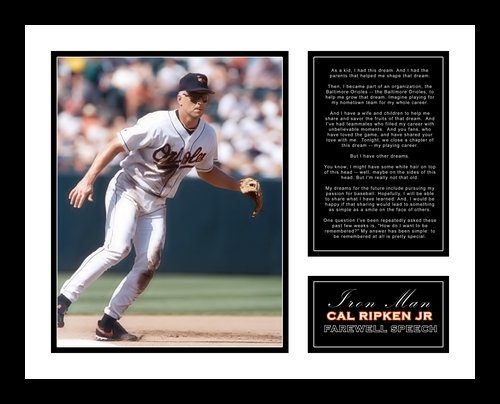 All About Autographs AAA-58005 Cal Ripken Jr Baltimore Orioles MLB Framed Photograph Last at Bat with Farewell Retirement Speech at Oriole Park