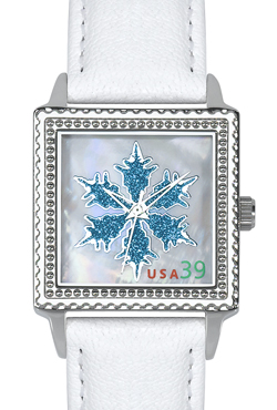 Arjang & Co HY-2020S-WH Ontario Snowflake Square White Strap
