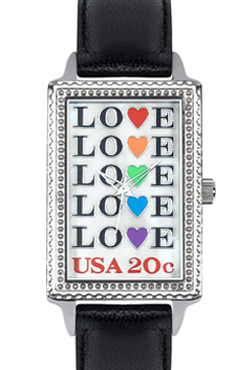 Arjang & Co PS-4004S-BK Love Repeat Oversized Rectangular Black Strap