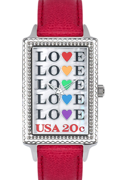 Arjang & Co PS-4004S-RD Love Repeat Oversized Rectangular Red Strap