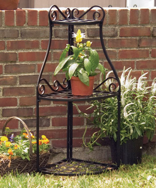 Panacea Black Olde World Forged Corner Plant Stand