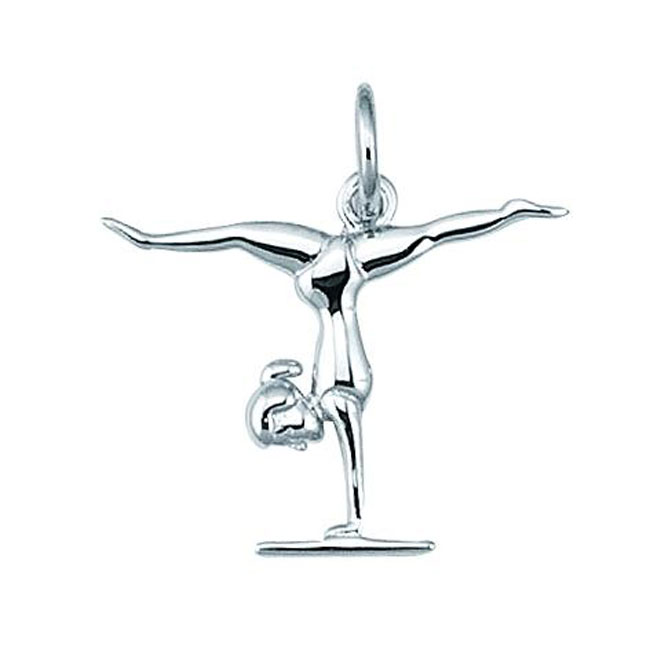 Jewelry For All Occasions SCHA0382 Sterling Silver Flat Back Gymnast Girl On Balance Beam Charm