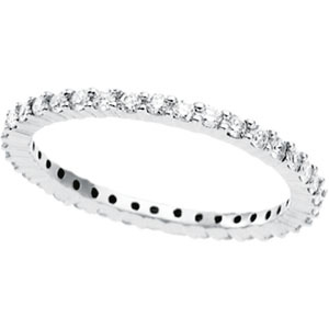 Jewelry For All Occasions 65459:100301 14K White Gold Diamond Bridal Eternity Band Ring- Size 7.5