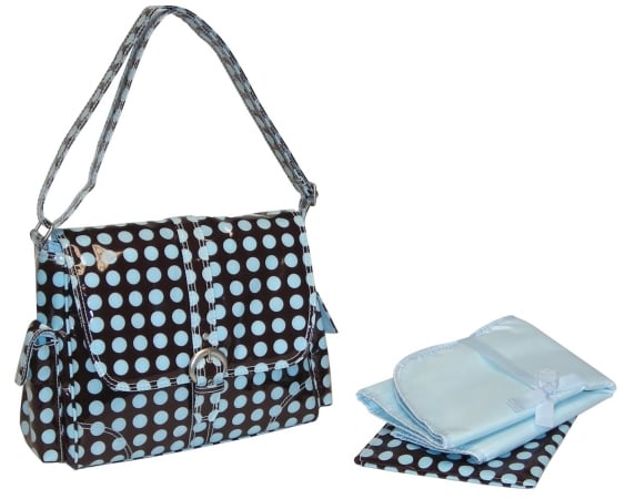 88161233116 Chocolate-blue Heavenly Dots Midi Coated Buckle Bag
