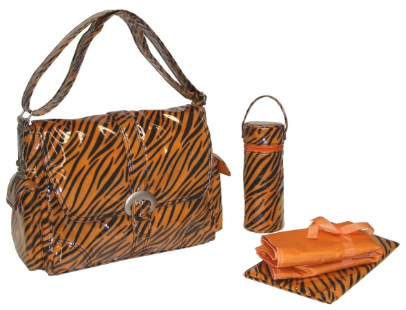 88161230726 Black-orange Tiger Synthetic Fur Laminated Buckle Bag