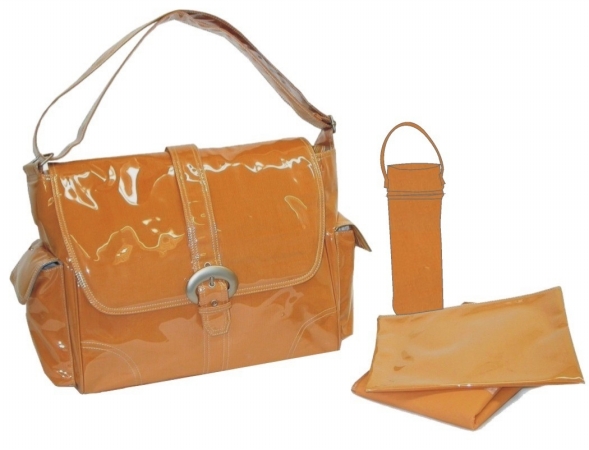 88161222103 Orange Corduroy Laminated Buckle Bag