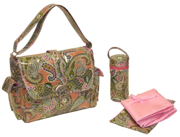 88161232744 Pink Florentine Paisley Laminated Buckle Bag