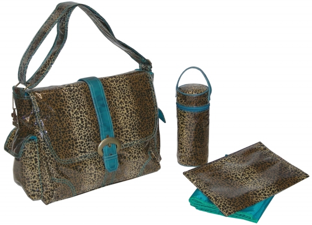88161226224 Teal Leopard Laminated Buckle Bag