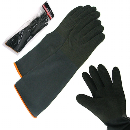 Heavy Black Rubber Crinkle Gloves