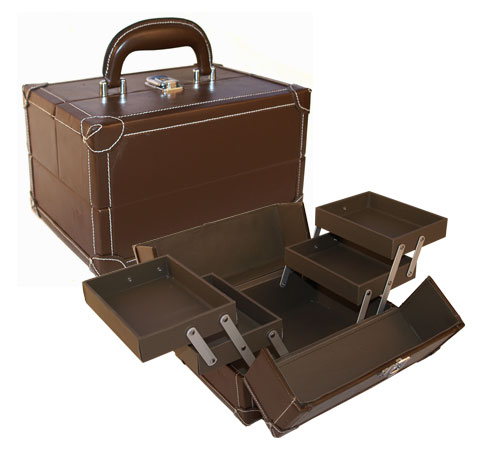 Seya TS-75 Brown Makeup Train Case with Trays