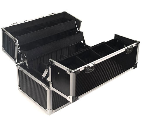 Seya TY-03B Black Aluminum Makeup Train Case with Dividers