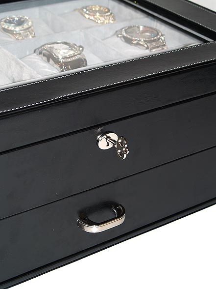 Seya MPM-011 Large Black Leather Watch Storage Case
