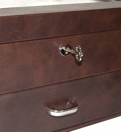 Seya MPM-022 Brown Leather Jewelry Watch Storage Box