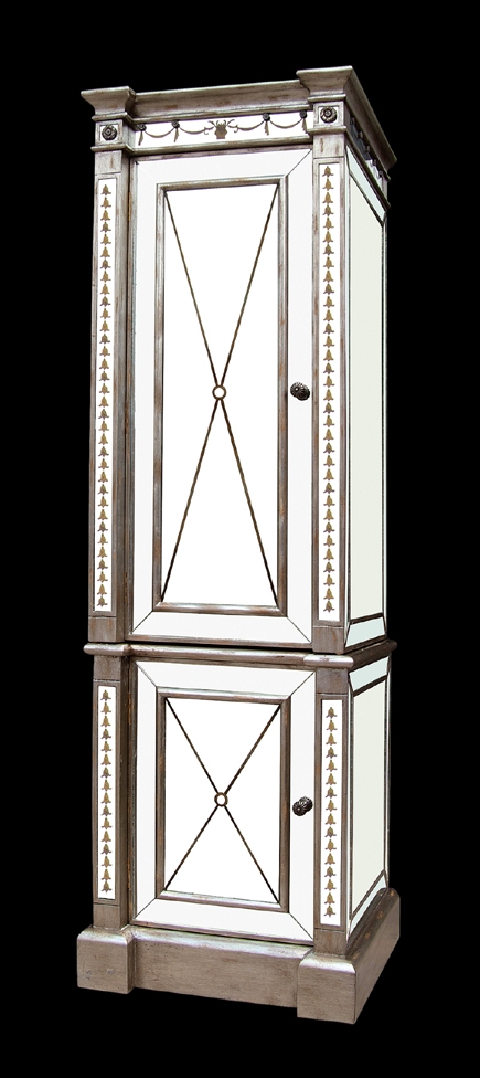 Bethel Hu08 - Mirrored Gilded Linen Cabinet